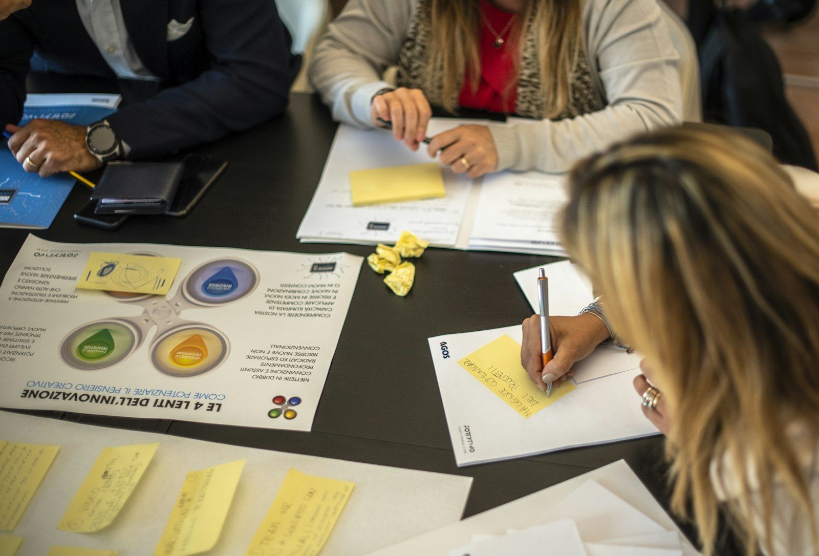 A group around a table working through papers.